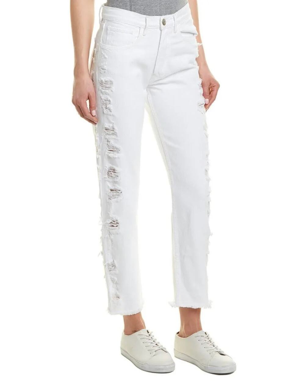 3X1 Higher Ground Distressed Button Fly High Rise Jeans Size 31 White